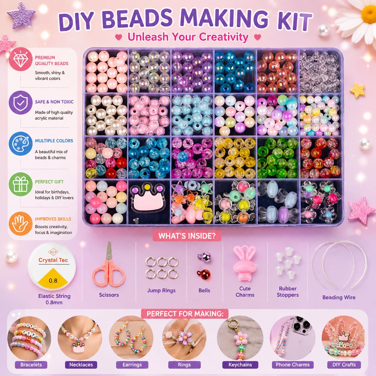 DIY Bracelet Making Kit with Alphabet Beads & Accessories