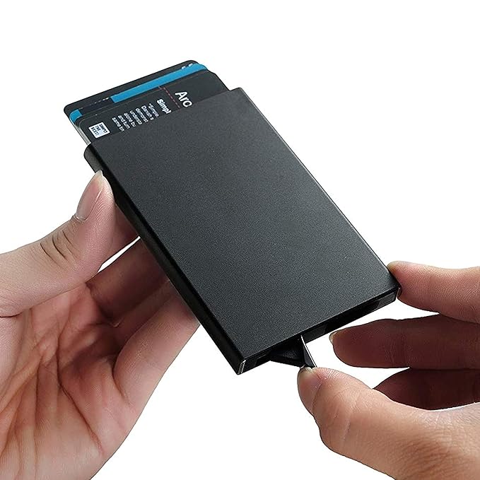 Premium Metal RFID Blocking Credit Card Holder | Slim Pop-Up Card Wallet | Debit/Credit Card Protector Case