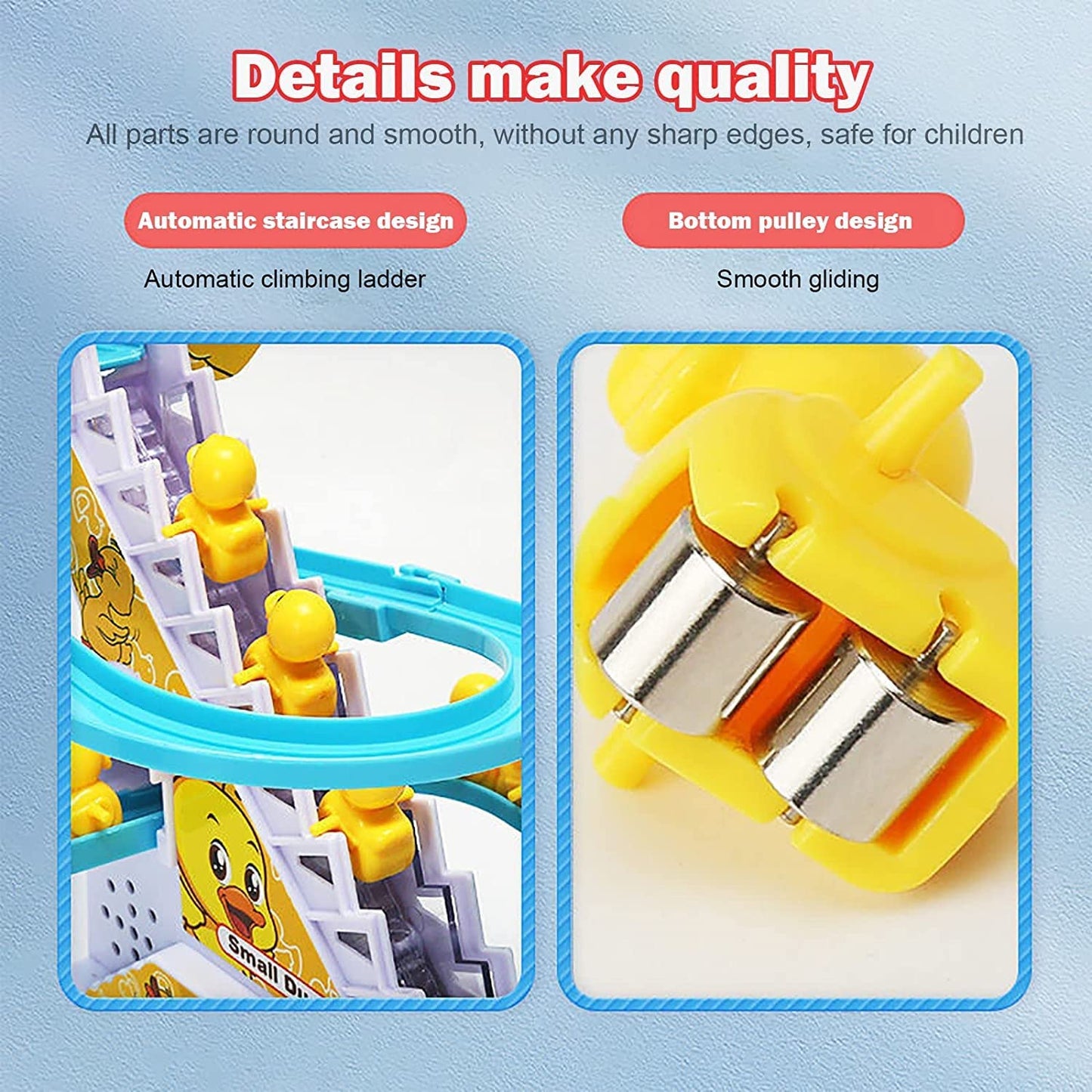 Small Duck Climbing Stairs Toy with Music & Lights – Duck Track Escalator Toy for Kids (3 Ducks Included)