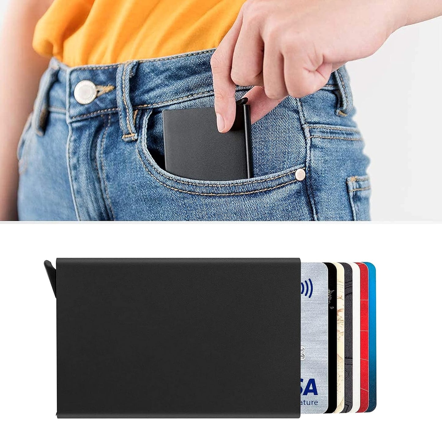 Premium Metal RFID Blocking Credit Card Holder | Slim Pop-Up Card Wallet | Debit/Credit Card Protector Case