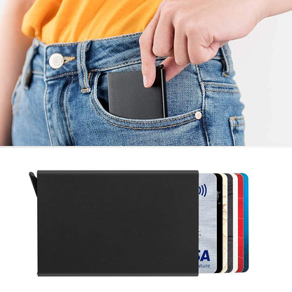 Premium Metal RFID Blocking Credit Card Holder | Slim Pop-Up Card Wallet | Debit/Credit Card Protector Case