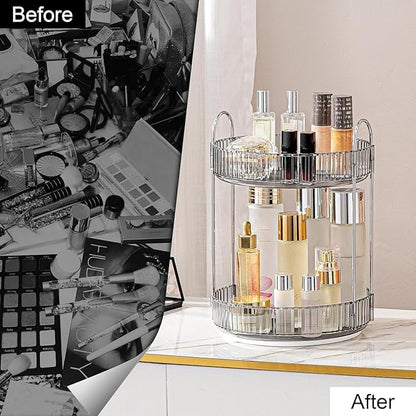 360° Rotating Makeup Organizer Box 2 Layer | Cosmetic Storage Organizer Stand