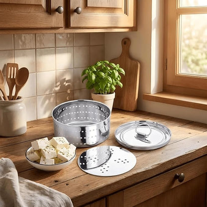 Stainless Steel Paneer Maker with Strainer & Lid
