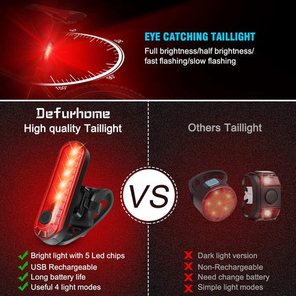 Rechargeable Bicycle Tail Light LED USB Charging Rear Safety Light
