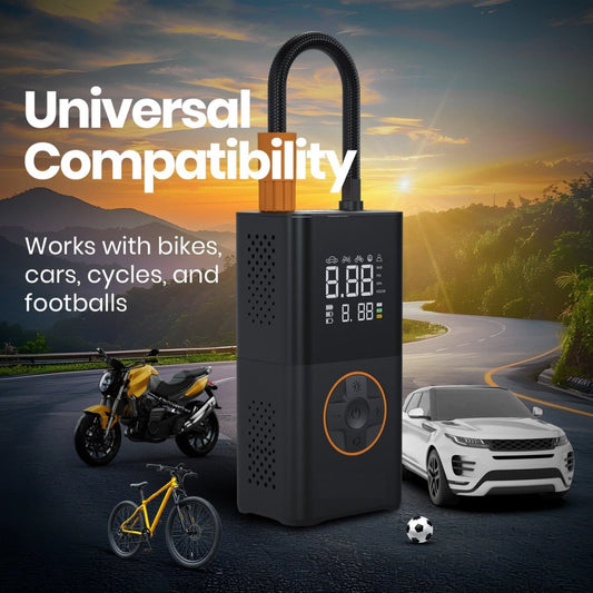 Cordless Car & Bike Tyre Inflator with LED Light – Digital Air Compressor