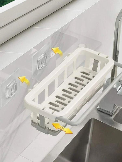 Kitchen & Bathroom Hanging Drain Rack | Retractable Sink Storage Organizer | Sponge Holder
