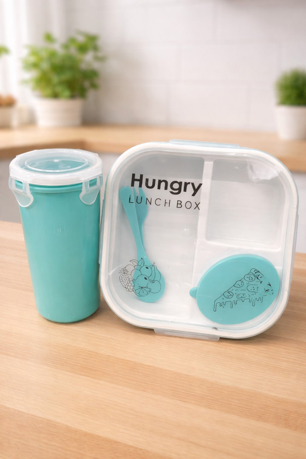 Lunch Box with Water Bottle & Spoon | Leakproof Food Container for Office & School