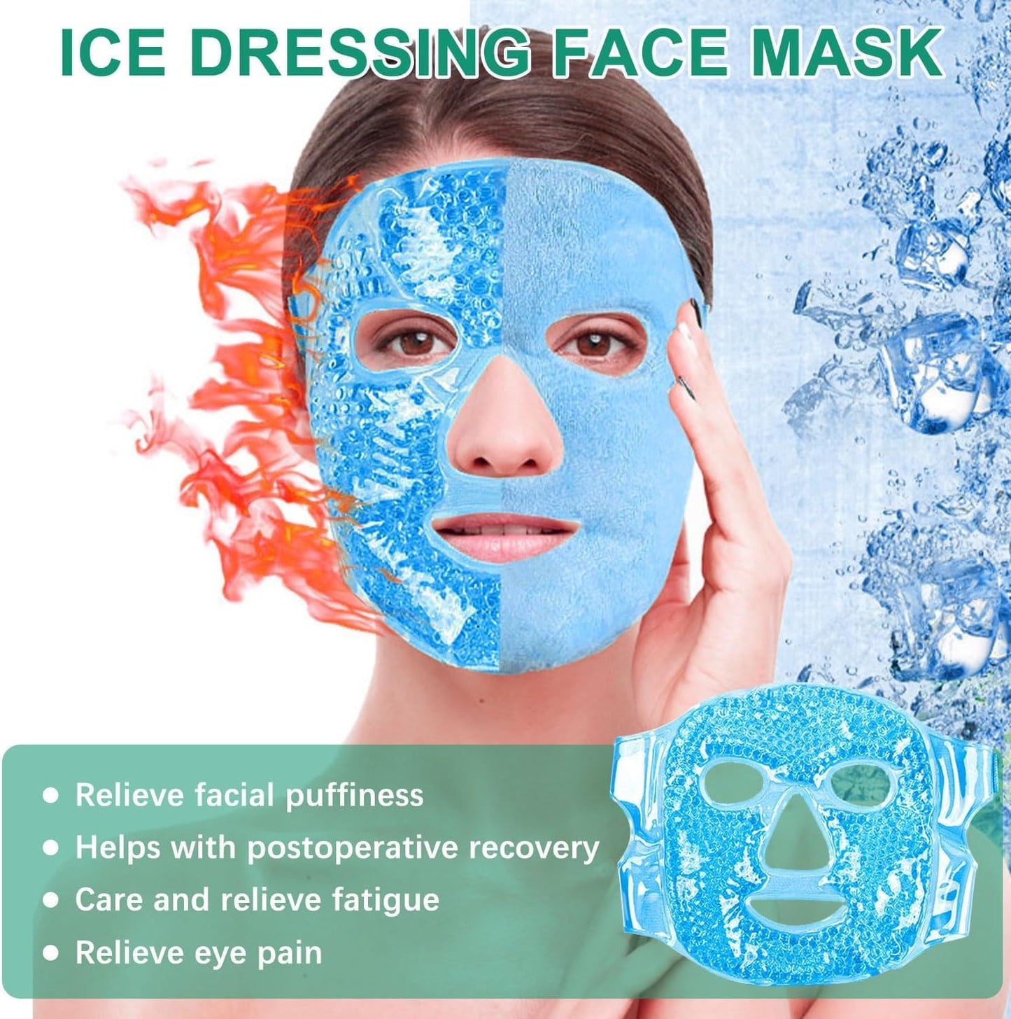 Reusable Ice Gel Face Mask Cooling Therapy for Puffy Eyes, Face & Skin Care