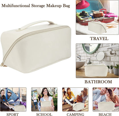 Luxury Leather Cosmetic Bag Travel Makeup Pouch