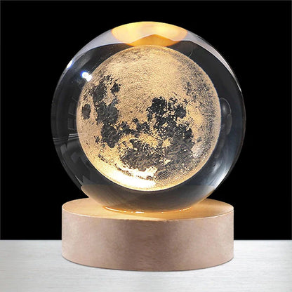 3D Galaxy Crystal Ball Night Lamp, Solar System Crystal Ball Night Light