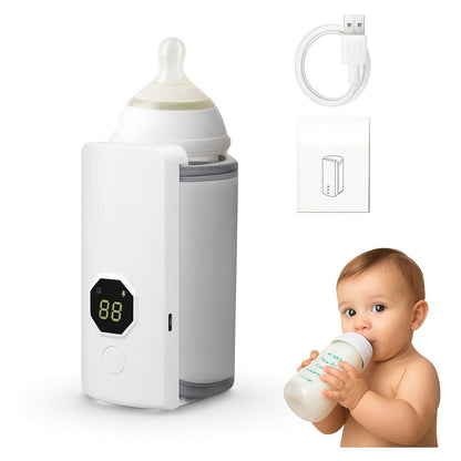 Portable Rechargeable Baby Milk Warmer Bottle with Digital Display | USB Travel-Friendly