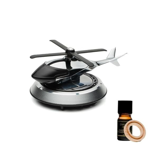Solar Powered Helicopter Car Air Freshener with Rotating Blades