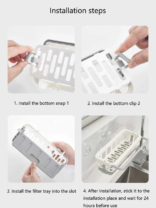 Kitchen & Bathroom Hanging Drain Rack | Retractable Sink Storage Organizer | Sponge Holder