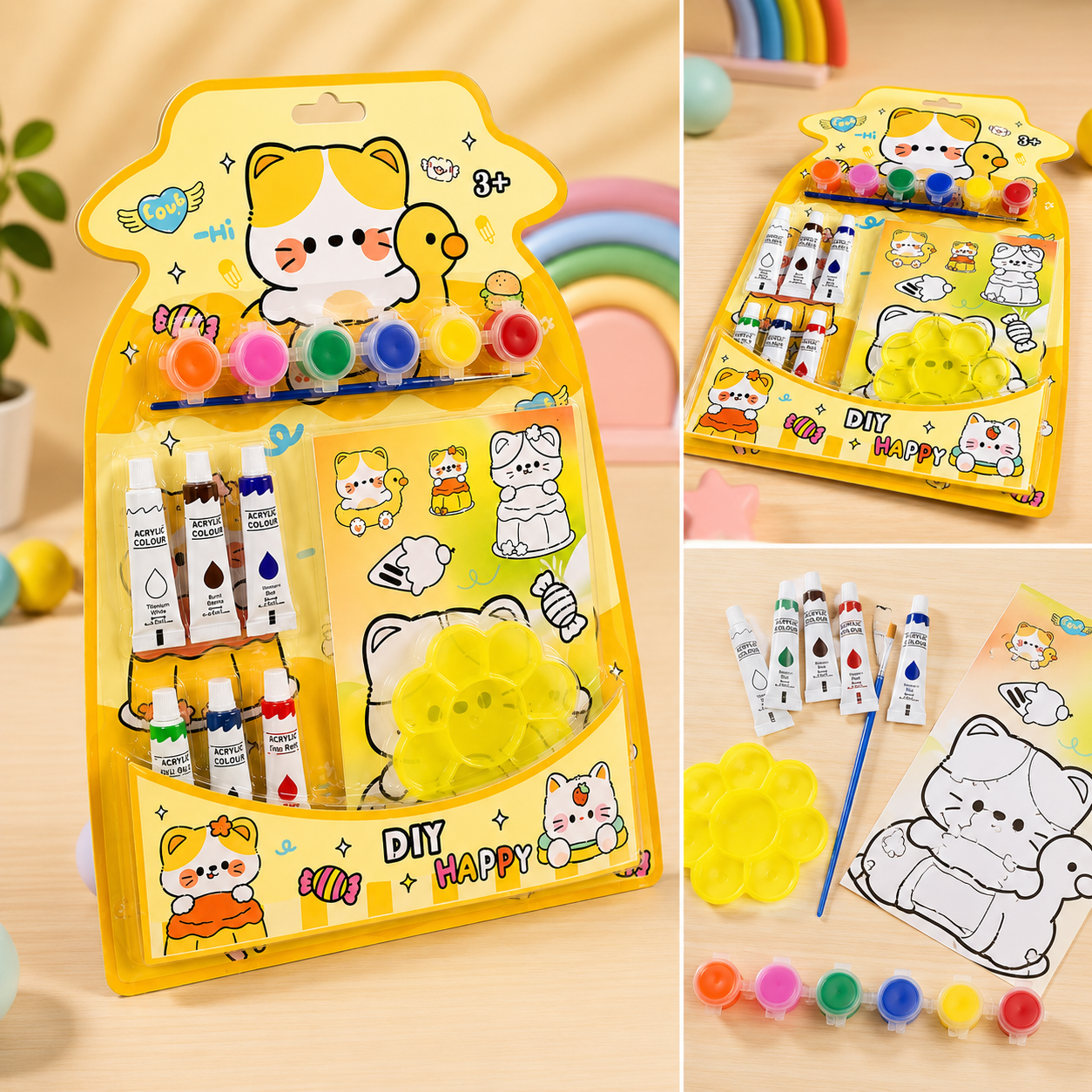 DIY Happy Cat Painting Kit for Kids | Color Paint Art & Craft Set