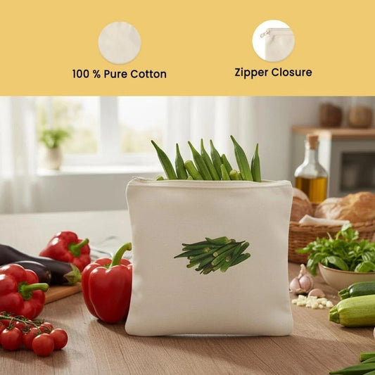 Reusable Cotton Vegetable Storage Bags Set – Eco-Friendly Kitchen Organizer Pouches
