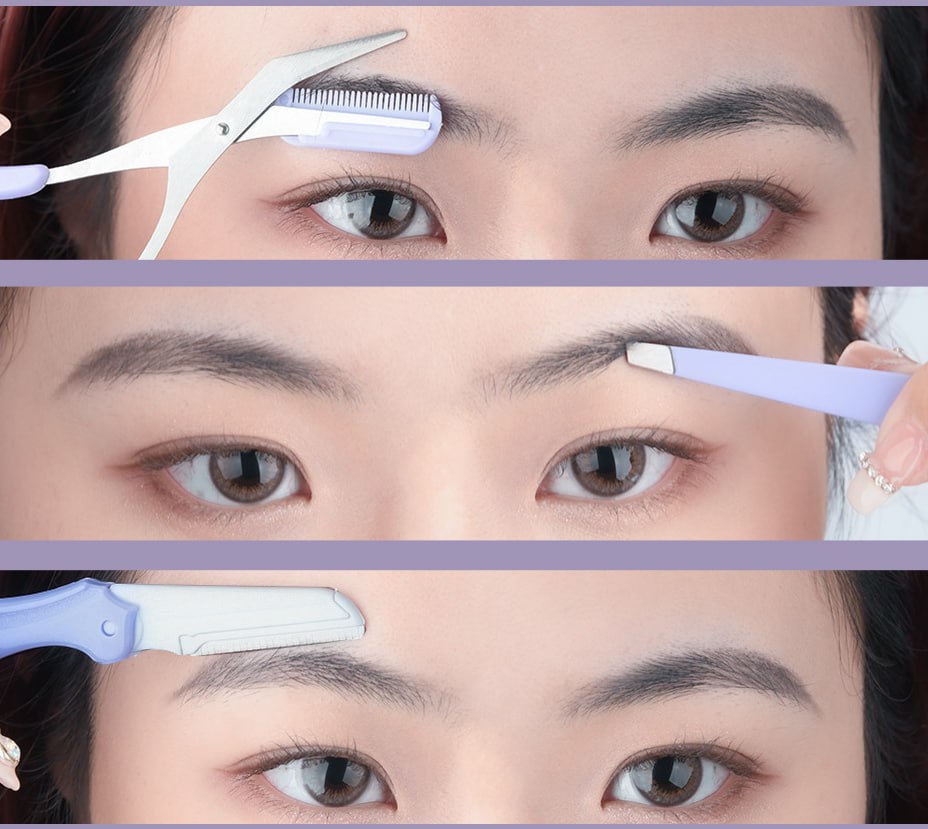 3-in-1 Eyebrow Grooming Kit | Eyebrow Razor, Scissor Comb & Tweezer Set