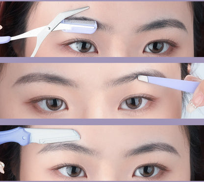 3-in-1 Eyebrow Grooming Kit | Eyebrow Razor, Scissor Comb & Tweezer Set