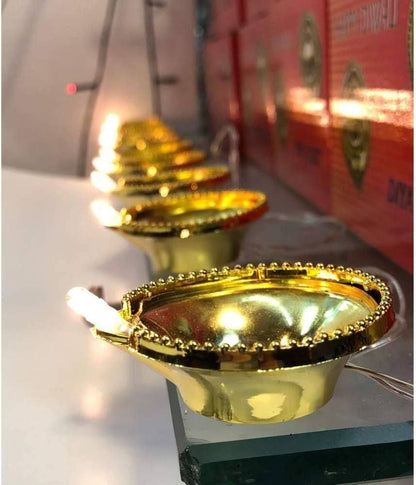 Premium Golden LED Diya String – 1 Wire with 10 Connected Diya