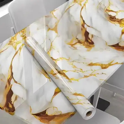 Gold White Premium Wall Stickers DIY Wallpaper(60x200cm) (Gold White)