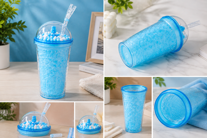 Color Ball Tumbler Cup with Dome Lid & Straw | Reusable Cute Bubble Cold Drink Cup