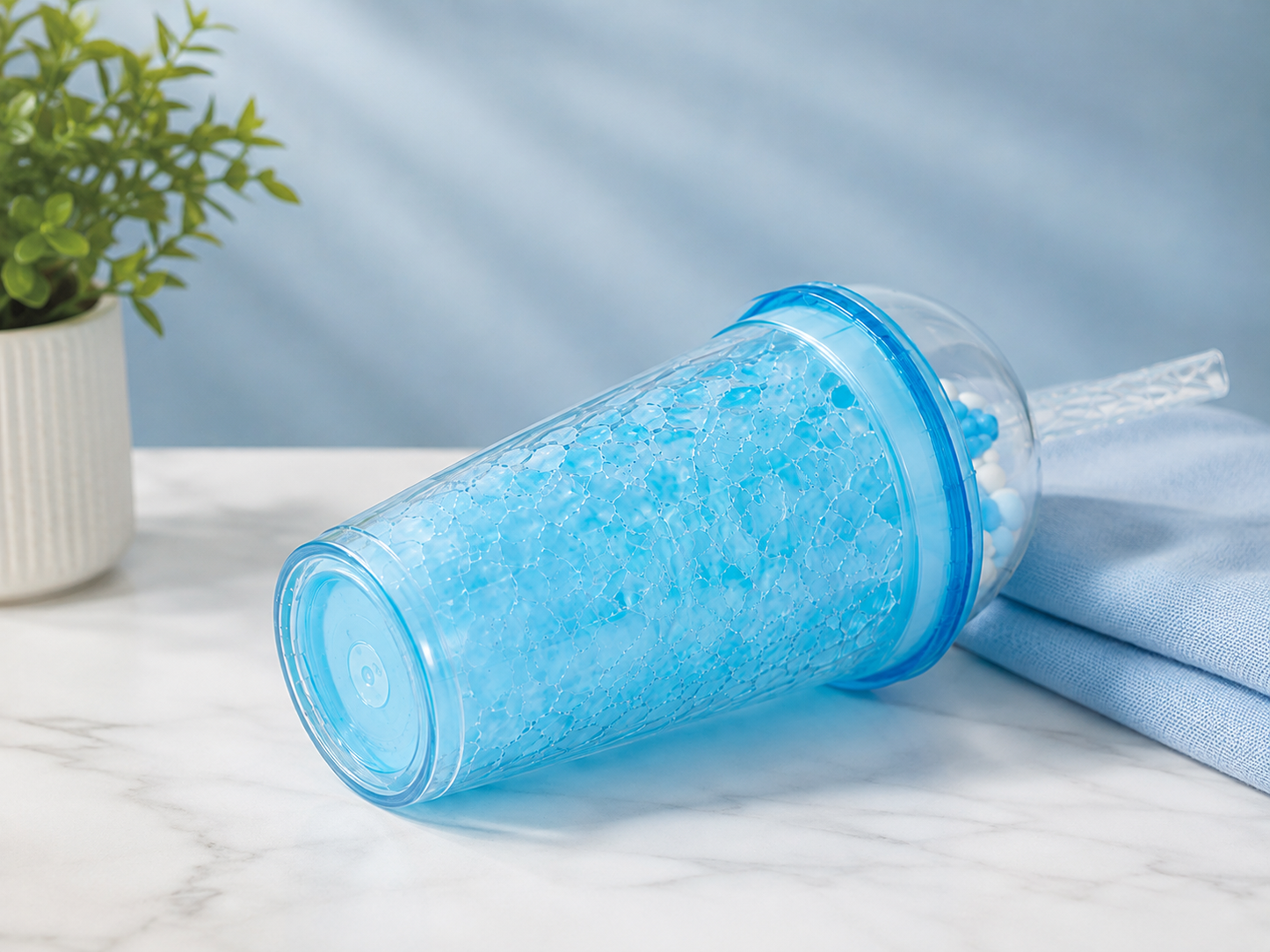 Color Ball Tumbler Cup with Dome Lid & Straw | Reusable Cute Bubble Cold Drink Cup