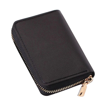 Mini Credit Card Wallet | PU Leather Zipper Card Holder for Men & Women | 11-Slot Compact ID & Cash Purse
