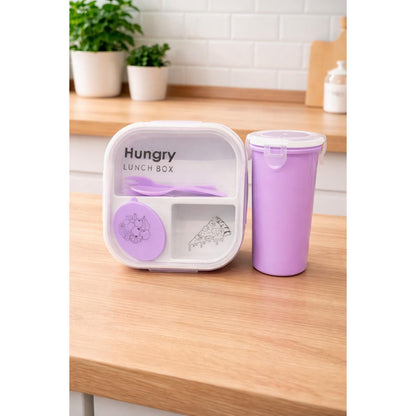 Lunch Box with Water Bottle & Spoon | Leakproof Food Container for Office & School