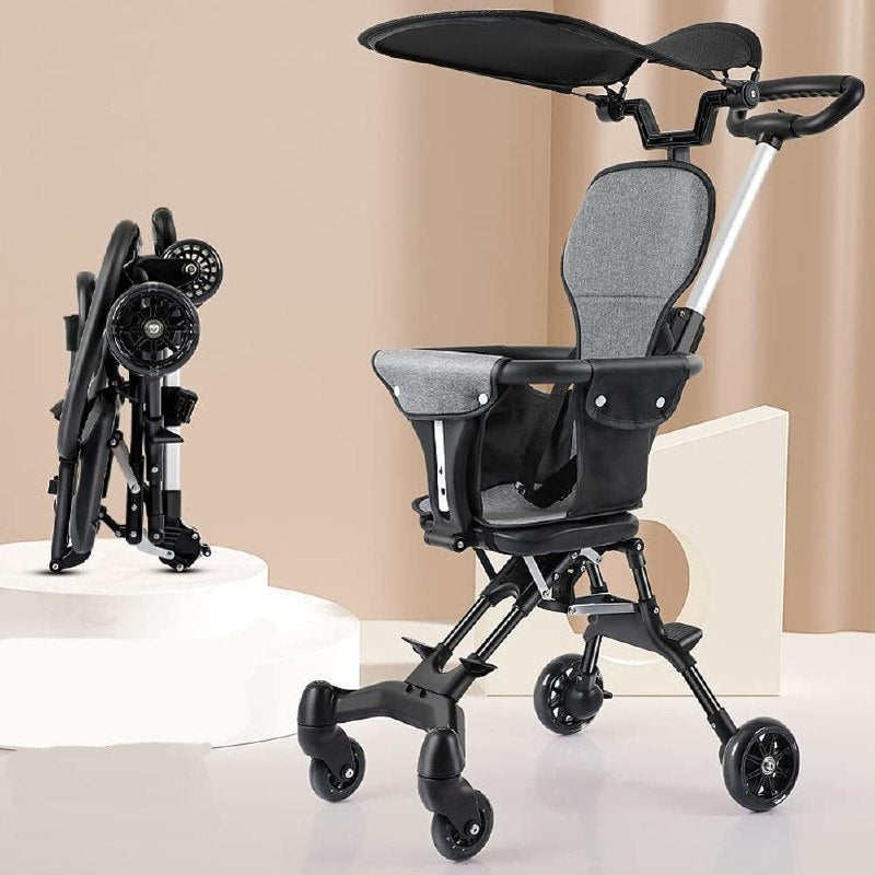 Foldable Baby Stroller with Canopy – Lightweight Compact Kids Travel Pram with Safety Seat & Storage Basket