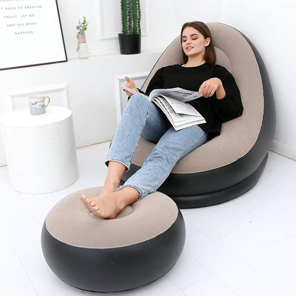 2-in-1 Lounge Chair Set Portable Recliner with Air Pump