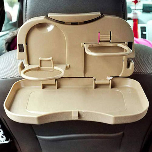Car Travel Dining Tray with Cup Holder | Foldable Back Seat Food & Laptop Tray for Car Travel