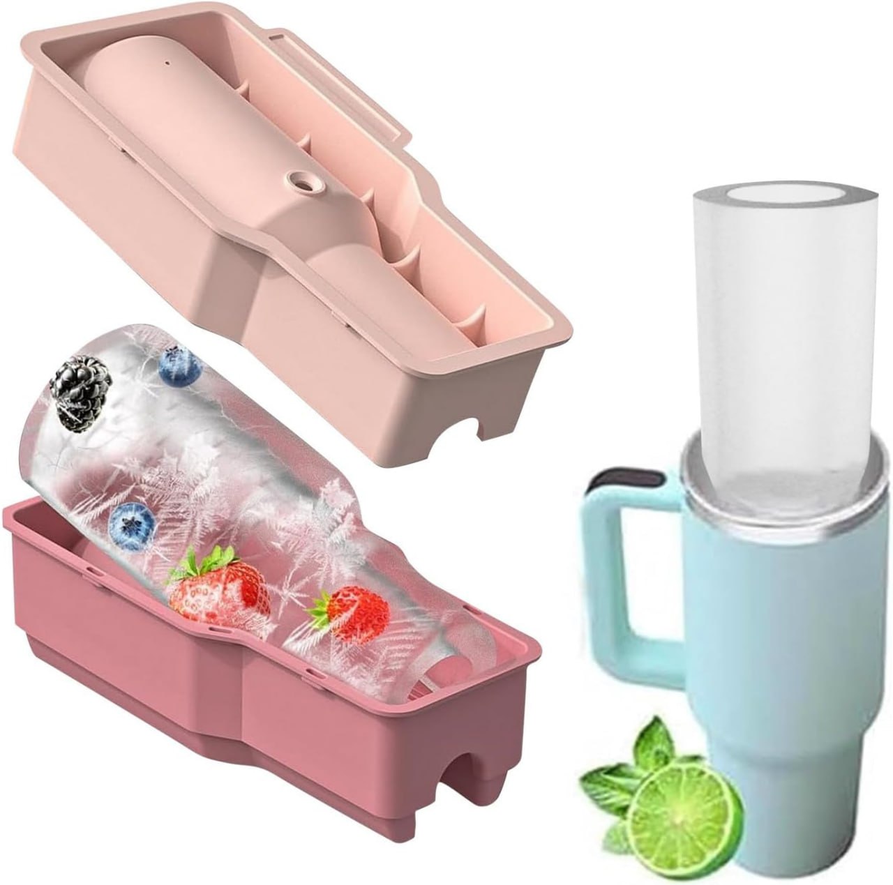 Silicone Ice Stick Mold for Bottles & Tumblers | Easy-Release Ice Cube Freezer Tray with Lid