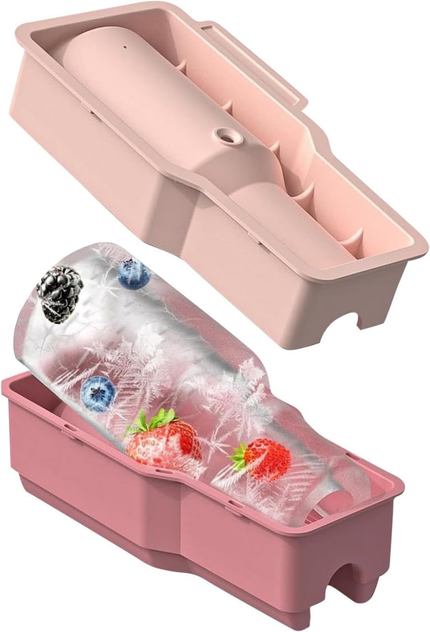 Silicone Ice Stick Mold for Bottles & Tumblers | Easy-Release Ice Cube Freezer Tray with Lid