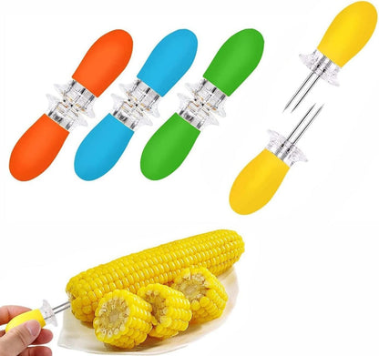 8PCS Stainless Steel Corn Cob Holders | Interlocking Anti-Slip Corn Skewers
