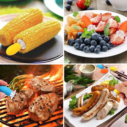 8PCS Stainless Steel Corn Cob Holders | Interlocking Anti-Slip Corn Skewers