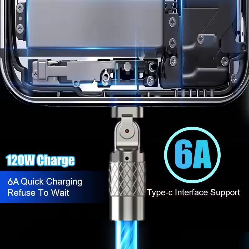 LED Flow Charging Cable | Fast Charging USB Cable with Glowing Light | Type-C