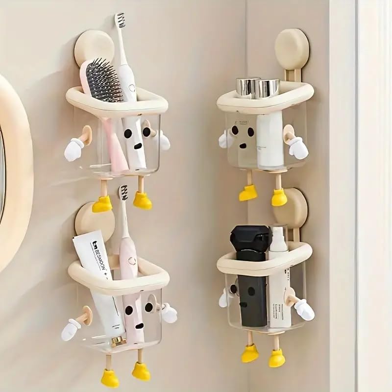 Creative Cartoon Wall Mount Toothbrush Holder & Bathroom Organizer