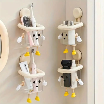 Creative Cartoon Wall Mount Toothbrush Holder & Bathroom Organizer