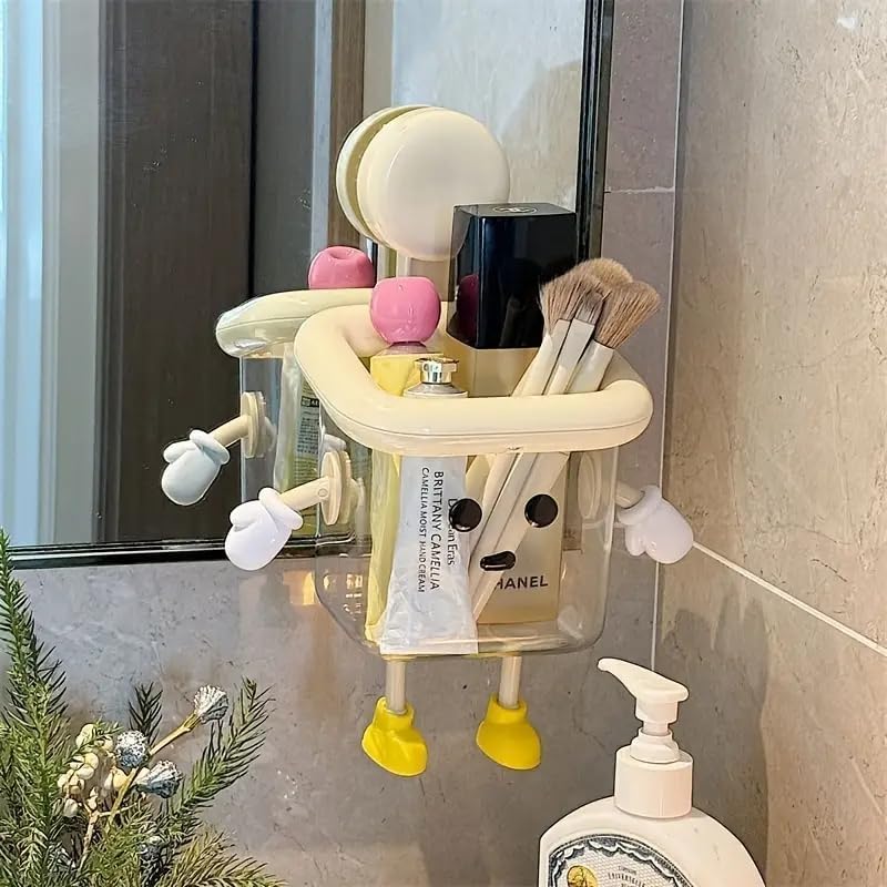 Creative Cartoon Wall Mount Toothbrush Holder & Bathroom Organizer