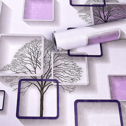 Purple Cube 3D Wallpaper | 45x500 cm PVC Wall Sticker | Self Adhesive Waterproof Wallpaper