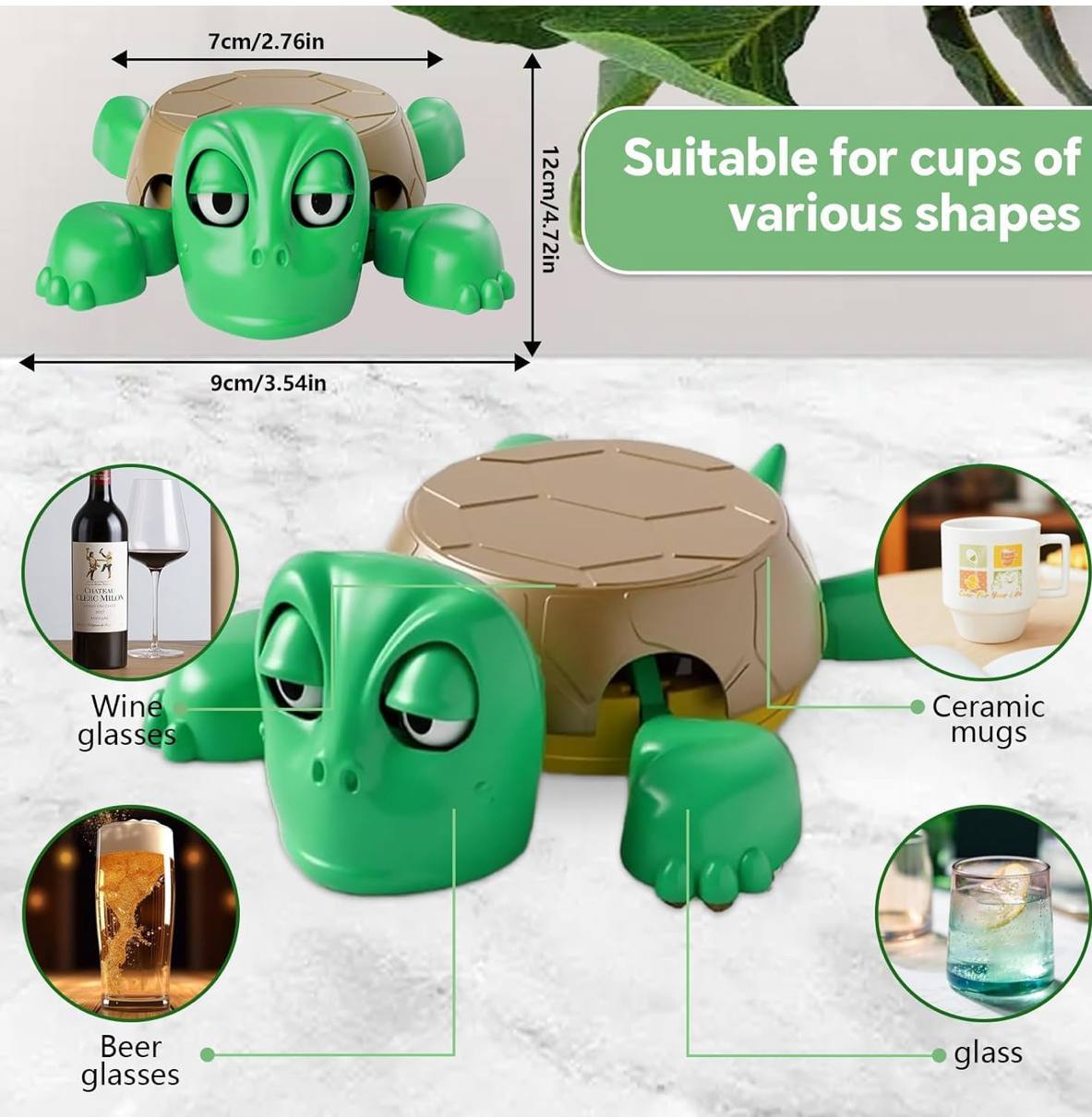 Funny Turtle Coaster | Turtle Cup Holder for Desk, Kitchen & Office | Unique Gift for Men, Women & Kids