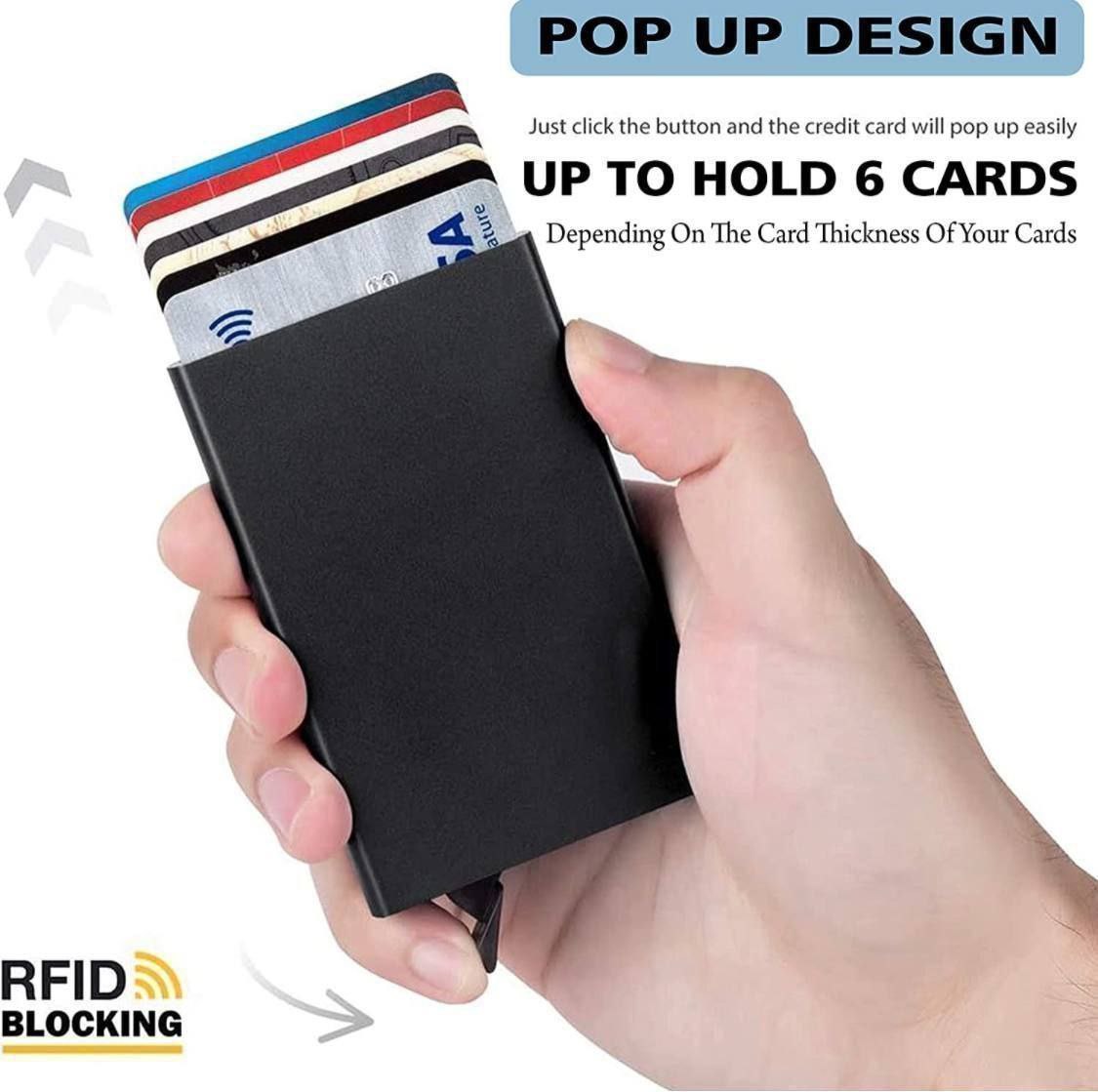 Premium Metal RFID Blocking Credit Card Holder | Slim Pop-Up Card Wallet | Debit/Credit Card Protector Case