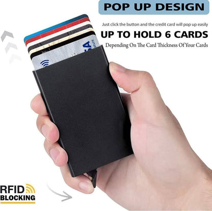 Premium Metal RFID Blocking Credit Card Holder | Slim Pop-Up Card Wallet | Debit/Credit Card Protector Case