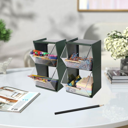 2 Tier Coffee & Tea Storage Organizer with Clear Display Bins (10.25 Inch Height)