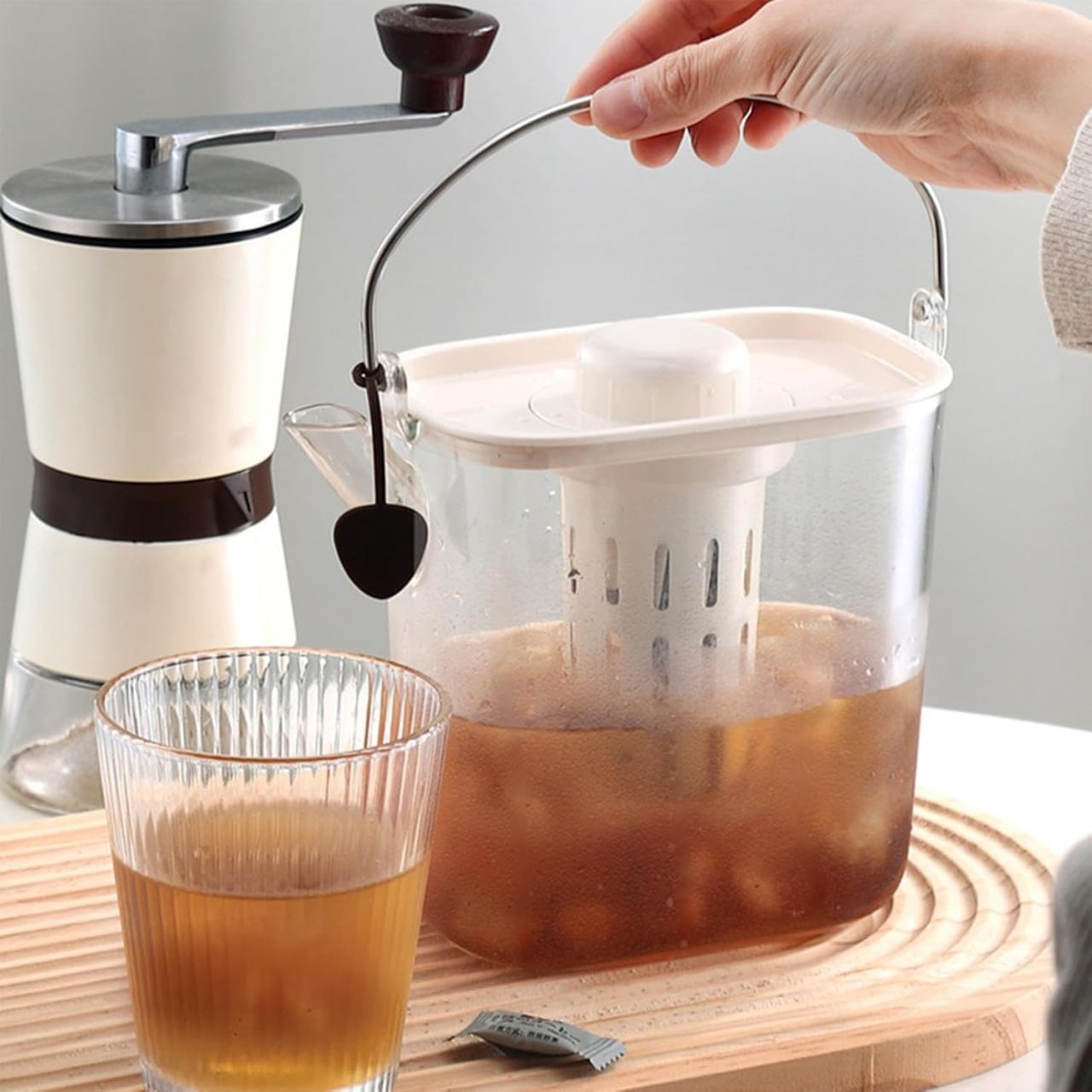 Acrylic Transparent Drink Dispenser with Fruit Filter – Fridge Water Jug for Juice, Iced Tea, Milk & Cold Beverages