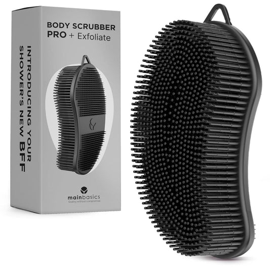 2 in 1 PRO Exfoliating Silicone Body Brush | Shower Bath Brush with Head Scrubber & Scalp Massager