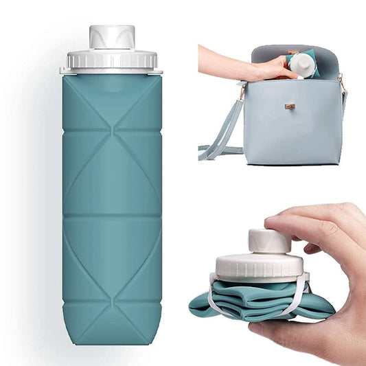 Silicone Foldable Water Bottle 610ml – Leakproof, BPA-Free & Portable Collapsible Water Bottle for Travel, Gym & Outdoor Use