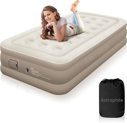 Single Size Inflatable Air Bed with Built-in Air Pump