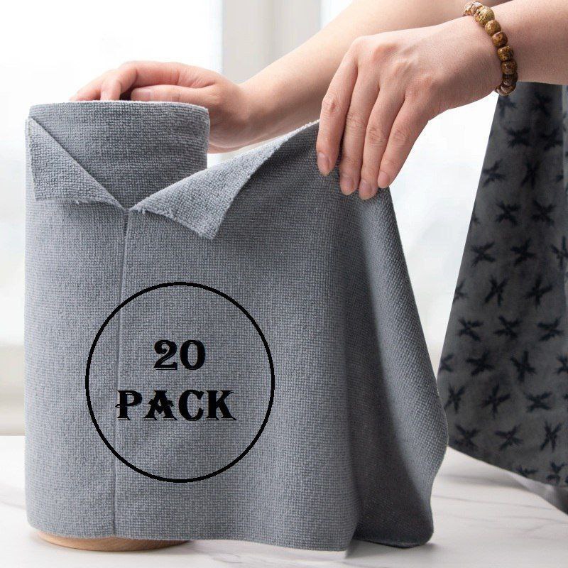 Microfiber Cleaning Cloth Roll – 20 Reusable Super Absorbent Towels (Washable & Multipurpose Cleaning Roll)