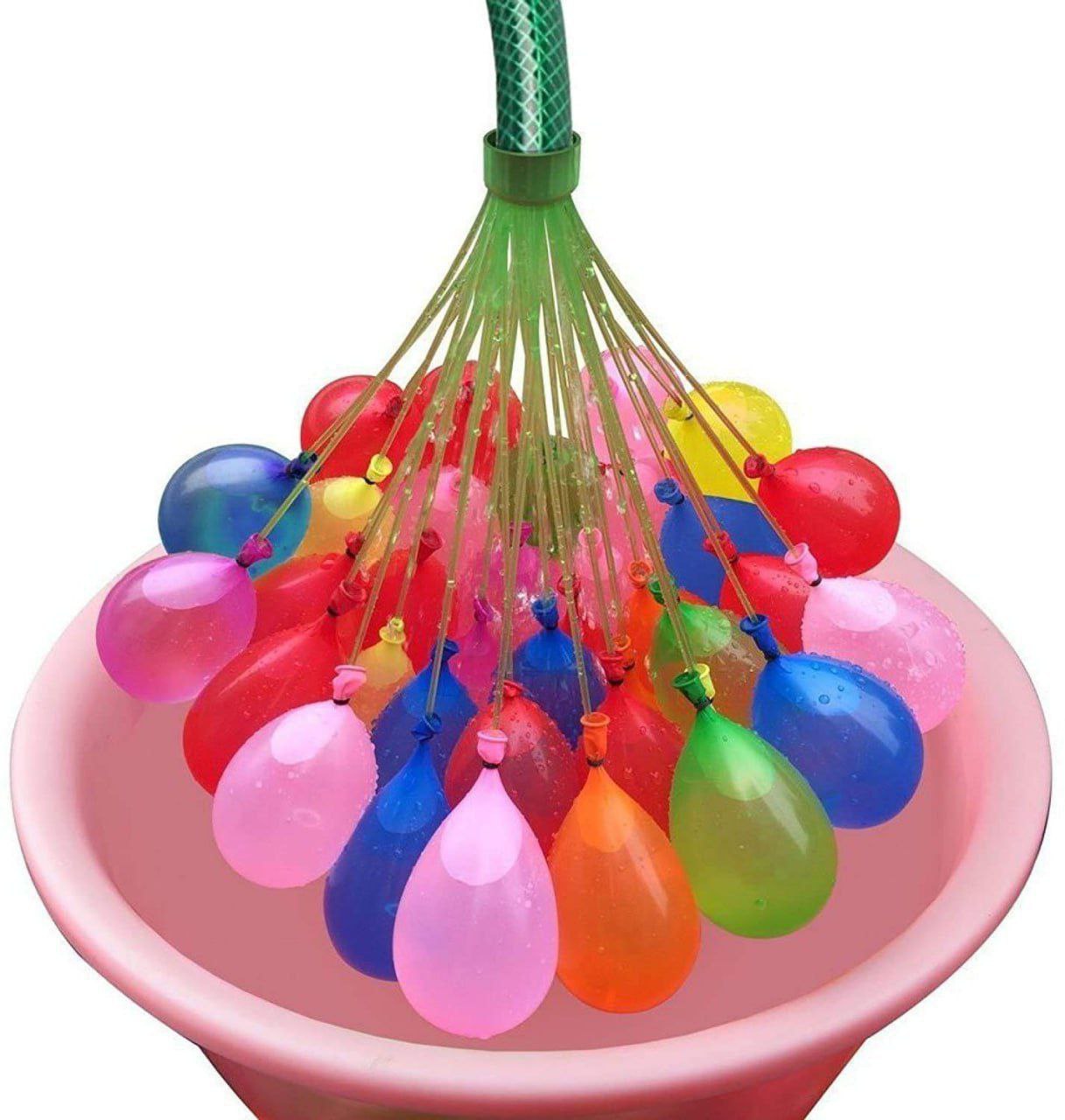 111 Quick Fill Self-Tying Water Balloons – Multicolor Holi Balloons with Tap Adapter (3 Bunch Pack)