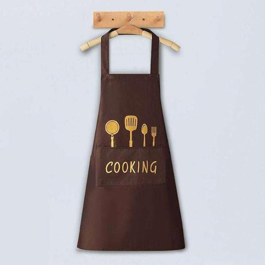 Waterproof Kitchen Apron with Front Pocket & Hand Wipe Coral Velvet | PVC Cooking Apron for Women & Men